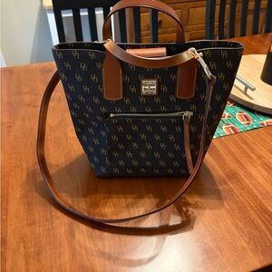 Dooney & Bourke Black and Brown Signature Tote